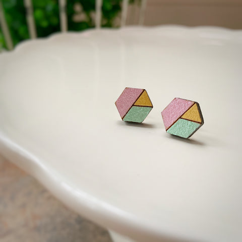 Capitola Earring, Pink, Mint & Gold
