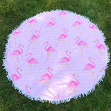 Round Beach Towel - Fancy Flamingo
