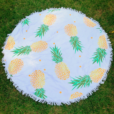 Round Beach Towel - Tossed Pineapples